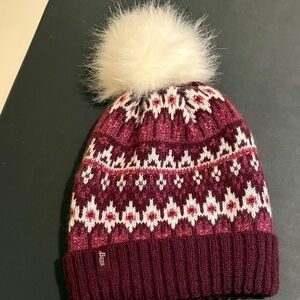 Burgundy Knit Beanie with Pom Pom
